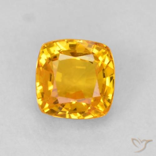 0.78ct Натуральный Золотисто-оранжевый Сапфир, Подушка, Чистота VVS