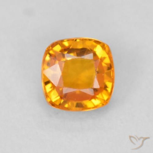 0.63ct Натуральный Ярко-оранжевый Сапфир, Подушка, Чистота VVS