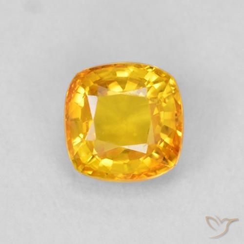 0.65ct Натуральный Средний золотой Сапфир, Подушка, Чистота VVS