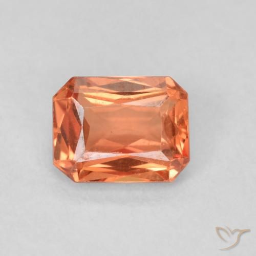0.55ct Натуральный Оранжево-Красный Сапфир, Октагон / Изумрудная Огранка, Чистота VS, Photo A