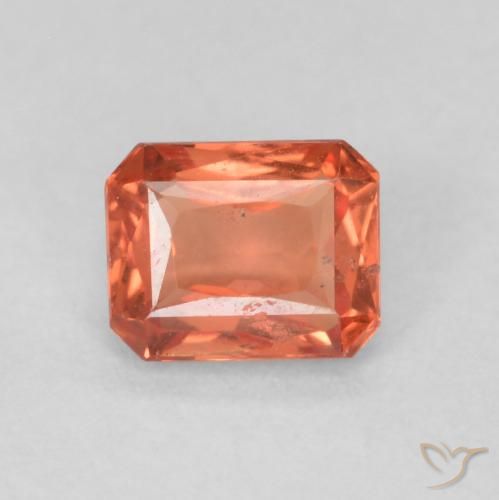 0.59ct Натуральный Оранжево-Красный Сапфир, Изумрудная огранка, VS-SI