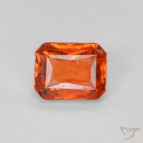 0.47ct Натуральный Янтарный Апельсин Сапфир, Изумрудная огранка, SI