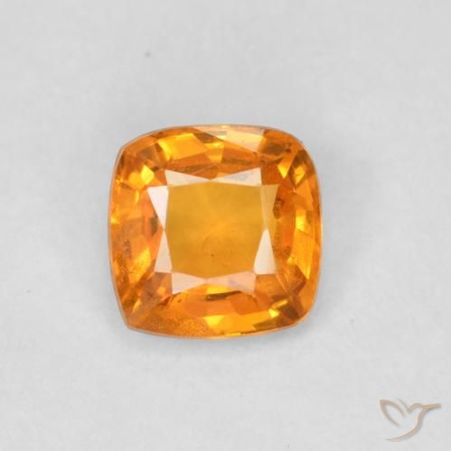 0.49ct Натуральный Ярко-оранжевый Сапфир, Подушка, Чистота VS