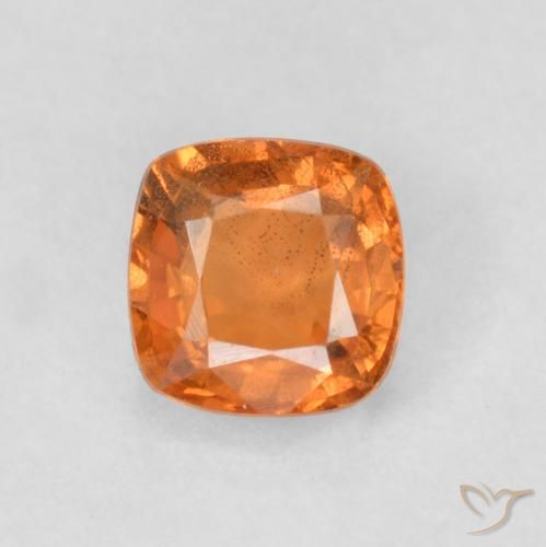 0.69ct Натуральный Темно-оранжевый Сапфир, Подушка, Чистота VS