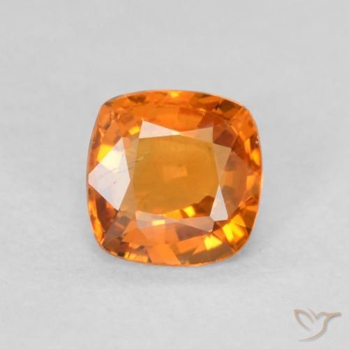 0.56ct Натуральный Ярко-оранжевый Сапфир, Подушка, Чистота VS