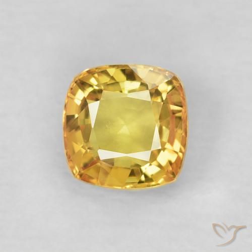 0.60ct Натуральный Средний желтый Сапфир, Подушка, VVS-VS