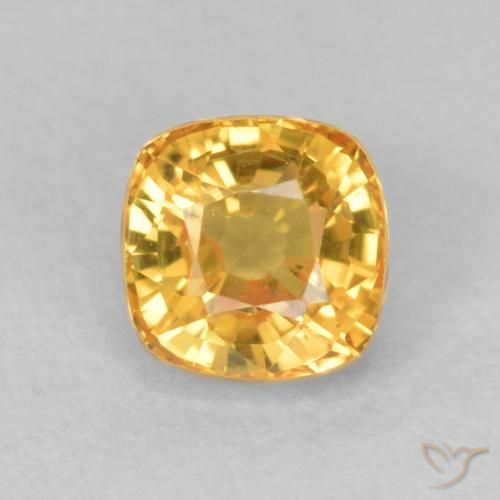 0.63ct Натуральный Яркое золото Сапфир, Подушка, Чистота VS
