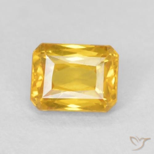 0.72ct Натуральный Золотой Сапфир, Изумрудная огранка, VVS-VS