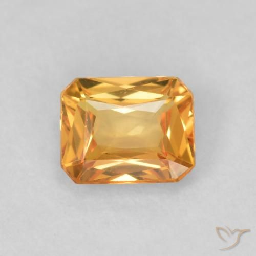 0.48ct Натуральный Глубокий оранжево-золотой Сапфир, Изумрудная огранка, VVS-VS