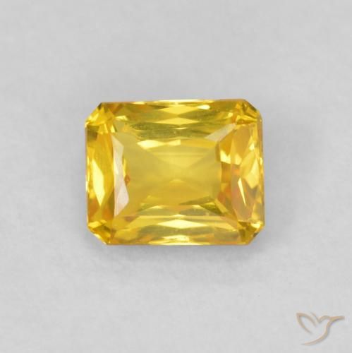 0.48ct Натуральный Золотисто-Апельсиновый Сапфир, Изумрудная огранка, VVS-VS