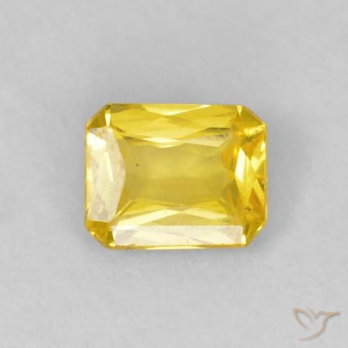 0.46ct Натуральный Светло-медово-желтый Сапфир, Изумрудная огранка, VVS-VS