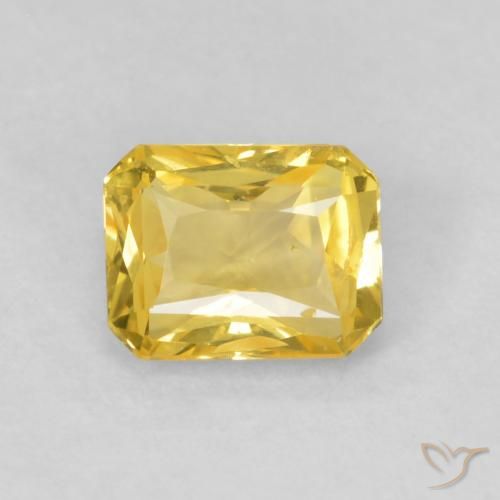 0.51ct Натуральный Темно-желтый Сапфир, Изумрудная огранка, VVS-VS