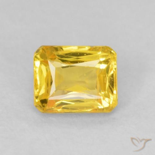 0.71ct Натуральный Темно-желтый Сапфир, Изумрудная огранка, VVS-VS