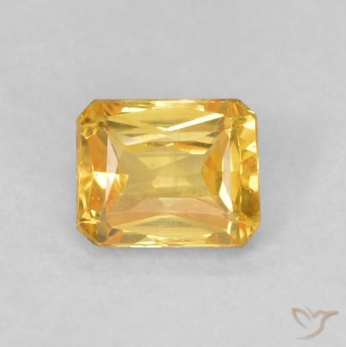 0.59ct Натуральный Темно-золотой апельсин Сапфир, Изумрудная огранка, VVS-VS