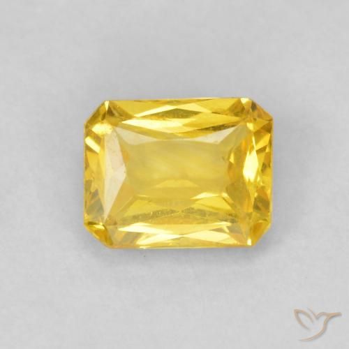 0.49ct Натуральный Медовый желтый Сапфир, Изумрудная огранка, VVS-VS