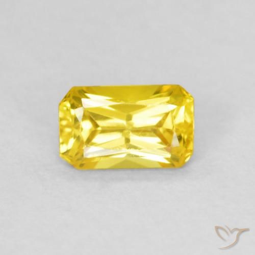 0.37ct Натуральный Средний желтый Сапфир, Изумрудная огранка, VVS-VS