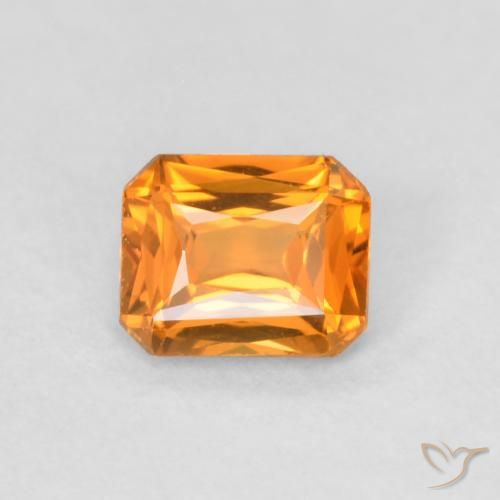 0.48ct Натуральный Ярко-оранжевый Сапфир, Изумрудная огранка, VVS-VS