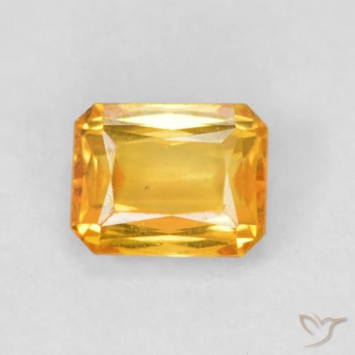 0.66ct Натуральный Темно-оранжево-золотой Сапфир, Изумрудная огранка, Чистота VS