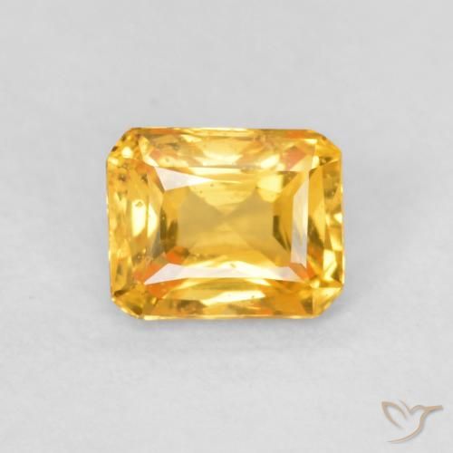 0.53ct Натуральный Глубокий оранжево-золотой Сапфир, Изумрудная огранка, Чистота VS