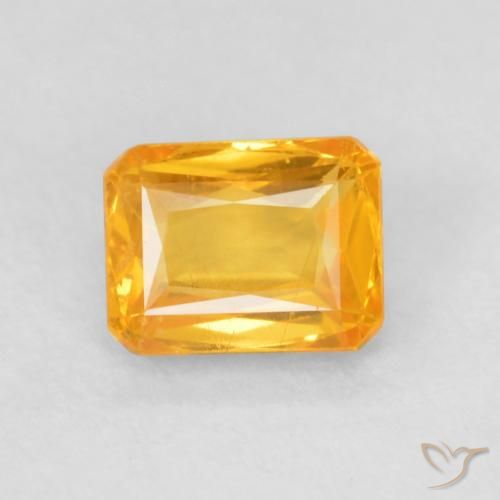 0.68ct Натуральный Оранжево-золотой Сапфир, Изумрудная огранка, Чистота VS