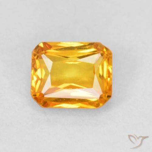 0.67ct Натуральный Абрикос Апельсин Сапфир, Изумрудная огранка, VVS-VS