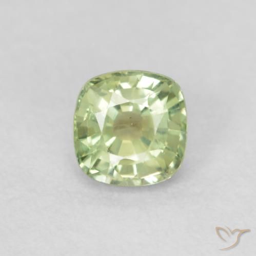 0.50ct Натуральный Светло-желтый зеленый Сапфир, Подушка, Чистота VS