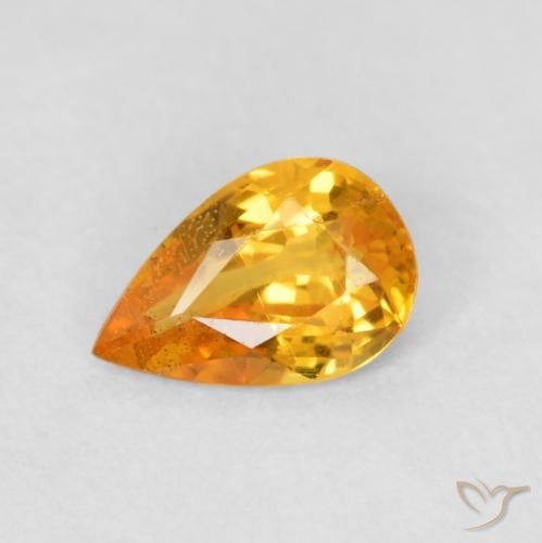 0.40ct Натуральный Оранжево-золотой Сапфир, Форма груши, Чистота VS