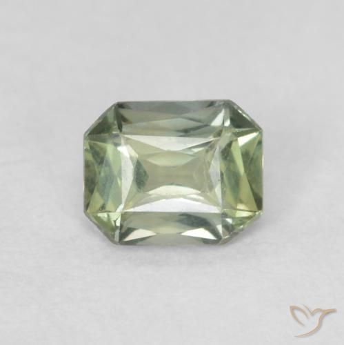 0.46ct Натуральный Светло-зеленый шалфей Сапфир, Изумрудная огранка, Чистота VVS