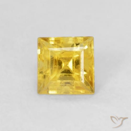 0.55ct Натуральный Средний желтый Сапфир, Квадрат, Чистота VS