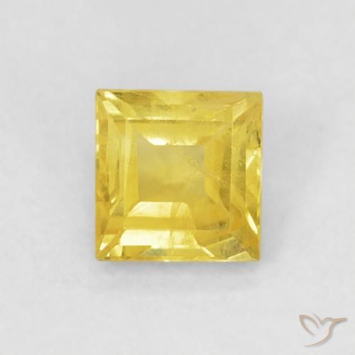 0.60ct Натуральный Средний желтый Сапфир, Квадрат, Чистота VS