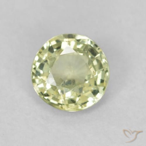 0.39ct Натуральный Светло-желтый Сапфир, Круглый, Чистота VS
