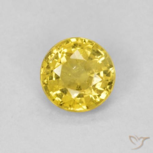 0.40ct Натуральный Шмель желтый Сапфир, Круглый, SI