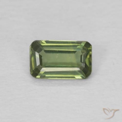 0.37ct Натуральный Теплый зеленый Сапфир, Изумрудная огранка, VVS-VS