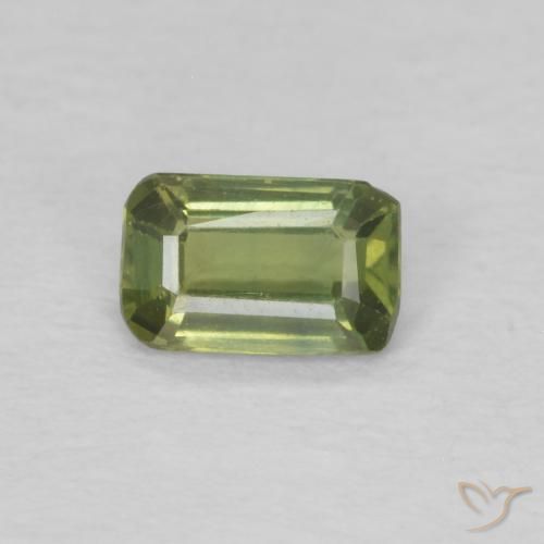 0.39ct Натуральный Теплый зеленый Сапфир, Изумрудная огранка, Чистота VS