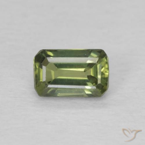 0.47ct Натуральный Средний зеленый Сапфир, Изумрудная огранка, Чистота VS