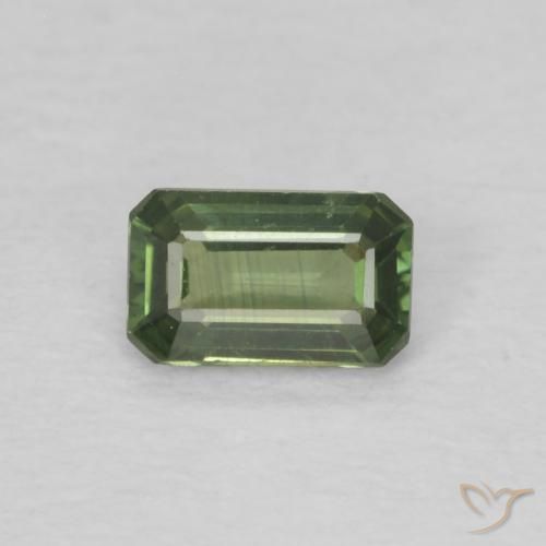 0.40ct Натуральный Земля зеленый Сапфир, Изумрудная огранка, VVS-VS