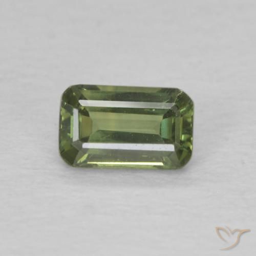 0.44ct Натуральный Средний зеленый Сапфир, Изумрудная огранка, Чистота VVS