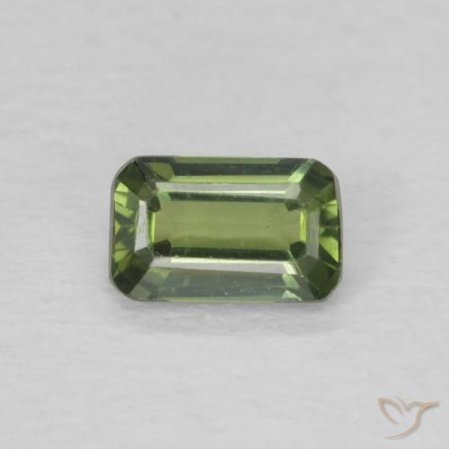 0.44ct Натуральный Теплый зеленый Сапфир, Изумрудная огранка, Чистота VVS