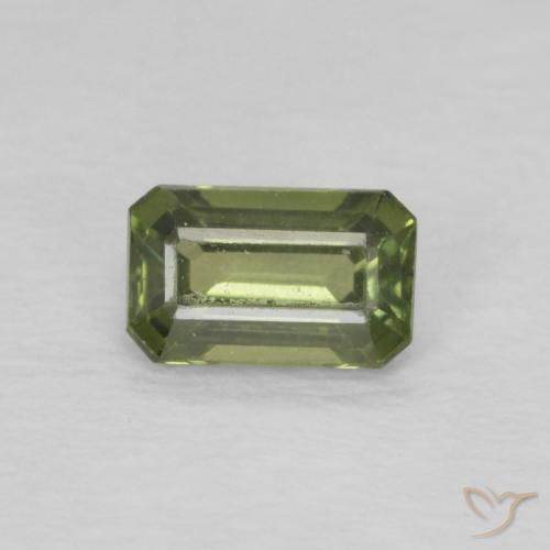 0.43ct Натуральный Желтовато-зеленый Сапфир, Изумрудная огранка, VVS-VS