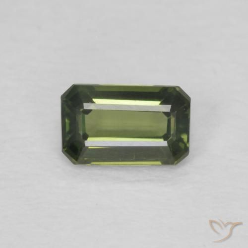 0.43ct Натуральный Земля зеленый Сапфир, Изумрудная огранка, Чистота VVS