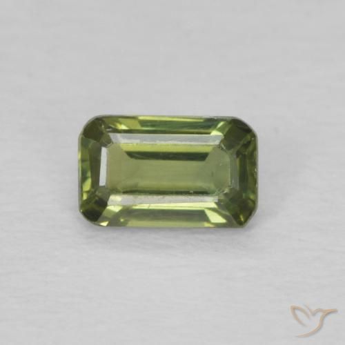 0.44ct Натуральный Светлый лесной зеленый Сапфир, Изумрудная огранка, VVS-VS