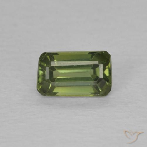 0.48ct Натуральный Темно-зеленый Сапфир, Изумрудная огранка, VVS-VS