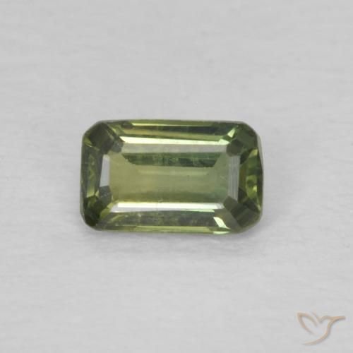 0.41ct Натуральный Теплый зеленый Сапфир, Изумрудная огранка, Чистота VVS