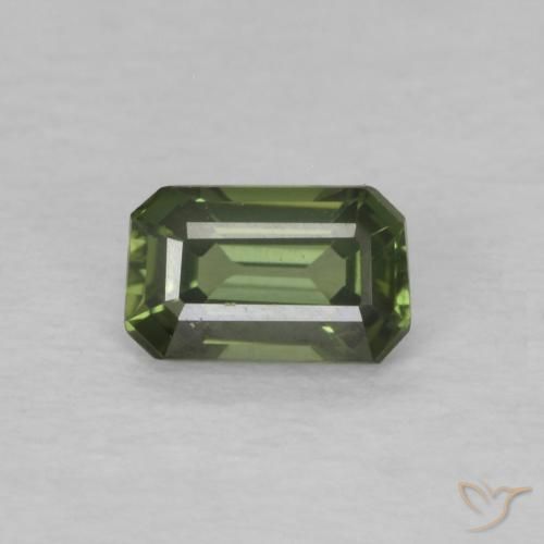 0.41ct Натуральный Травянисто-зелёный Сапфир, Изумрудная огранка, Чистота VVS