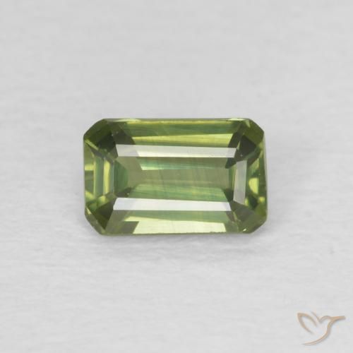 0.44ct Натуральный Темно-зеленый Сапфир, Изумрудная огранка, VVS-VS