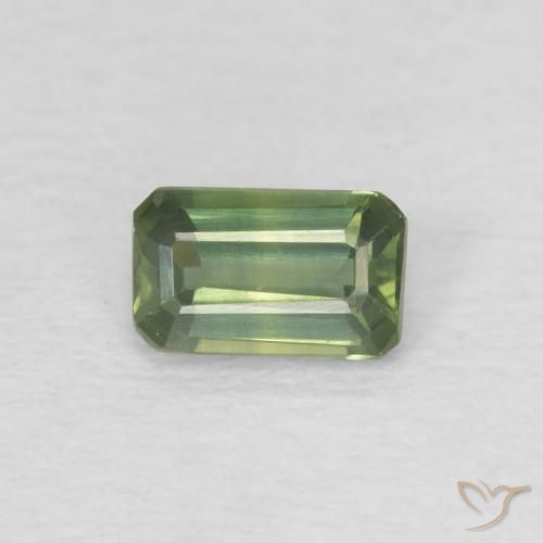 0.40ct Натуральный Светлый лесной зеленый Сапфир, Изумрудная огранка, VVS-VS