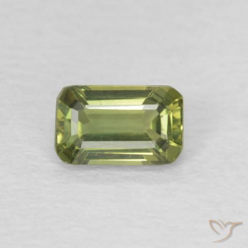0.46ct Натуральный Теплый зеленый Сапфир, Изумрудная огранка, VVS-VS