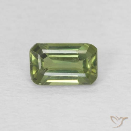 0.44ct Натуральный Желтовато-зеленый Сапфир, Изумрудная огранка, VVS-VS