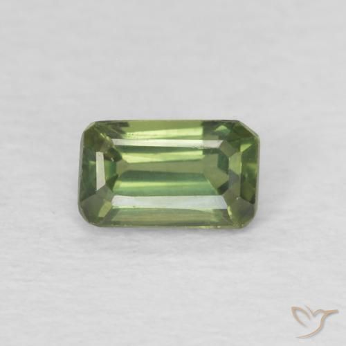 0.50ct Натуральный Травянисто-зелёный Сапфир, Изумрудная огранка, VVS-VS