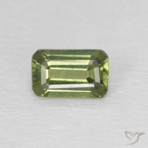 0.44ct Натуральный Темно-зеленый Сапфир, Изумрудная огранка, VVS-VS